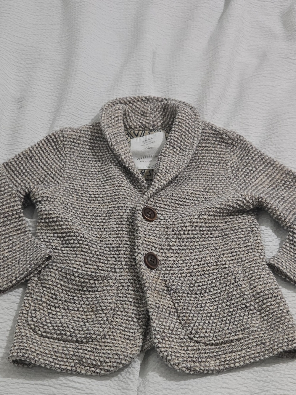Zara Children's Shawl Collar Knit Jacket - Beige Heather